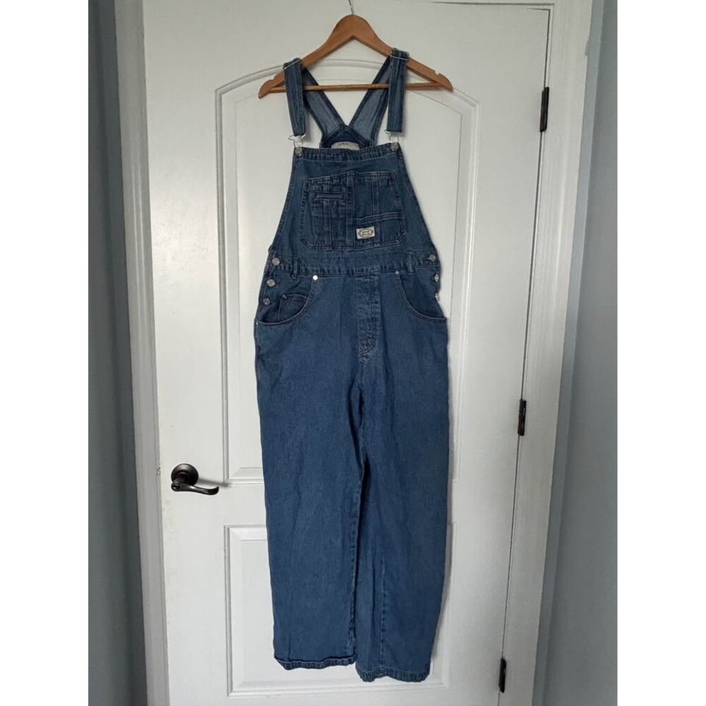 Lana Roux 90s Retro Denim Overalls Medium Wash Utility Dungarees Sz XL